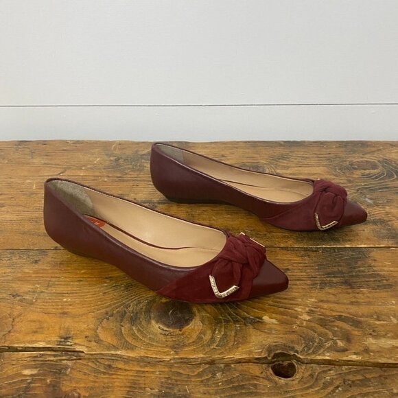 Antonio Melani Suede Pointed Toe Bow Comfort Flats in Burgundy, Women's Size 6.5 - Picture 9 of 17